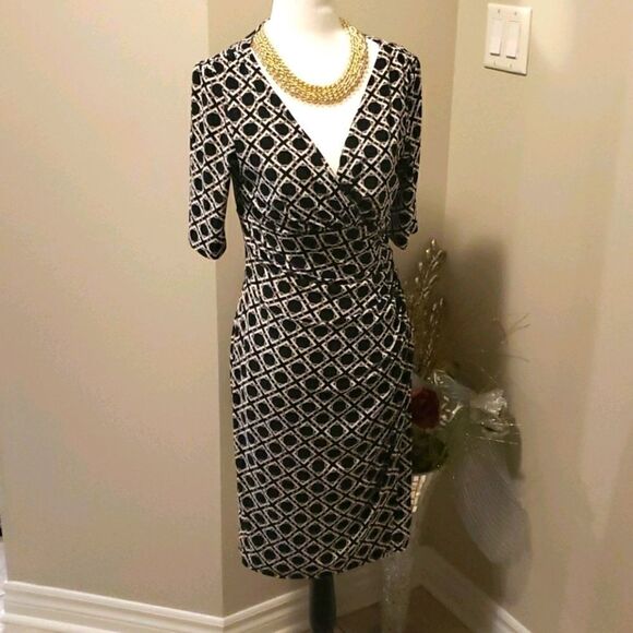 𝅺Ralph Lauren Chain Link Bodycon Rouched Side New Dress Size 6 - Picture 1 of 7